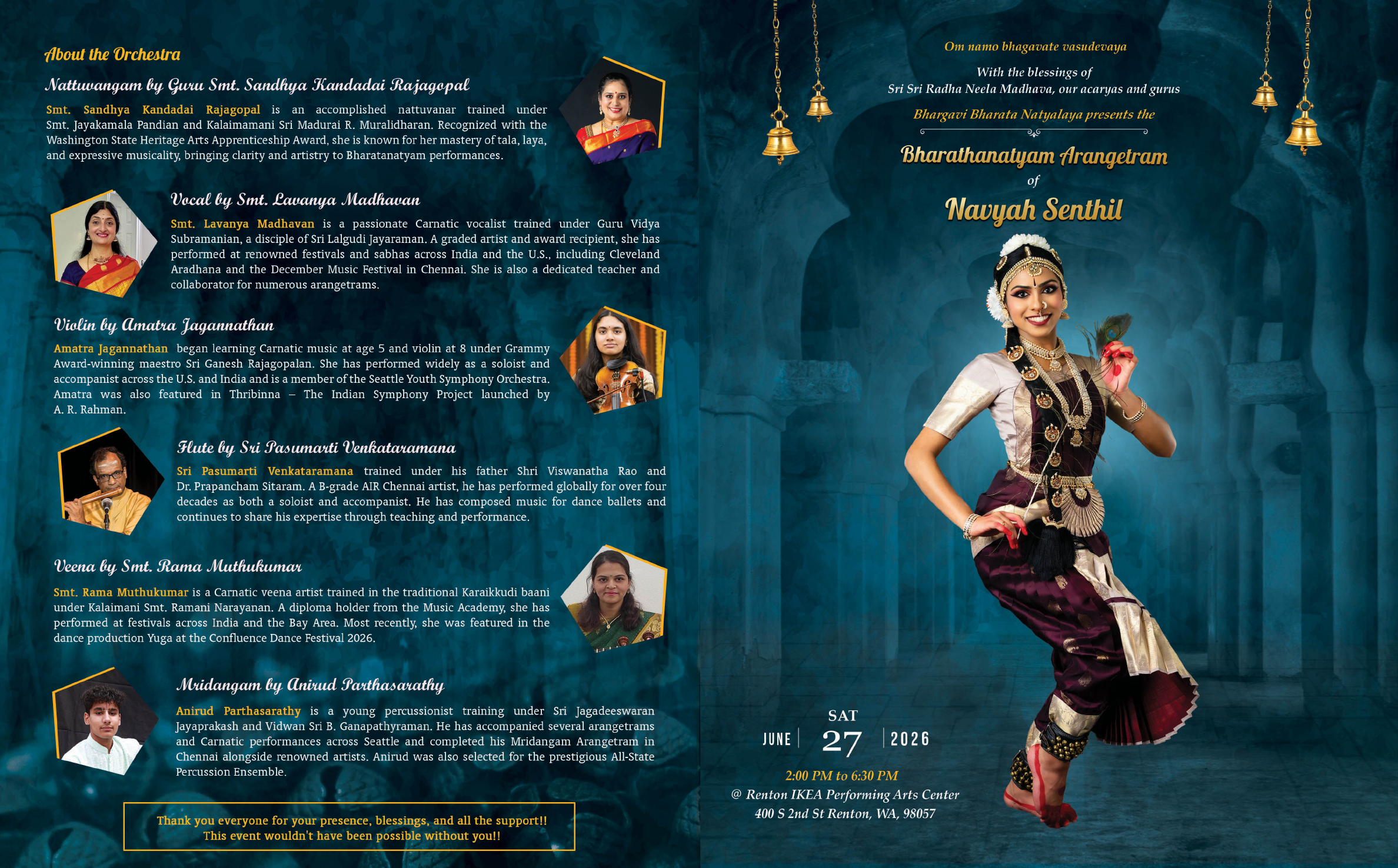 Arangetram cover and orchestra details