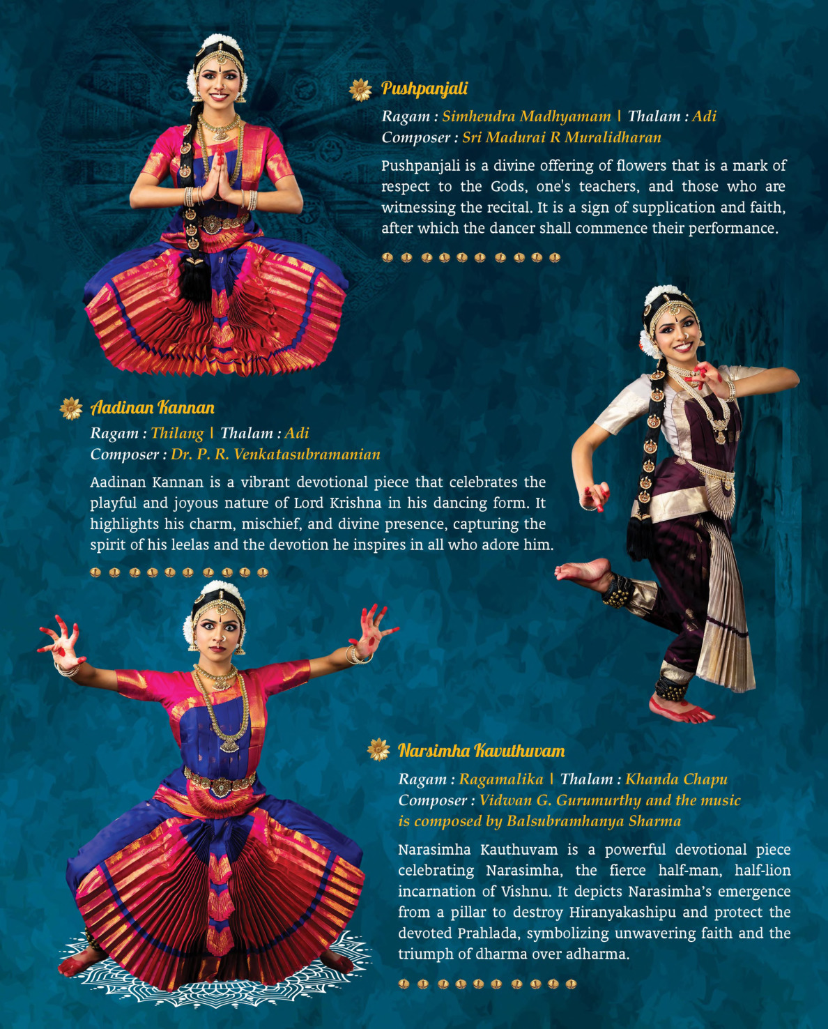 Program page with Pushpanjali, Aadinan Kannan, and Narasimha Kauthuvam