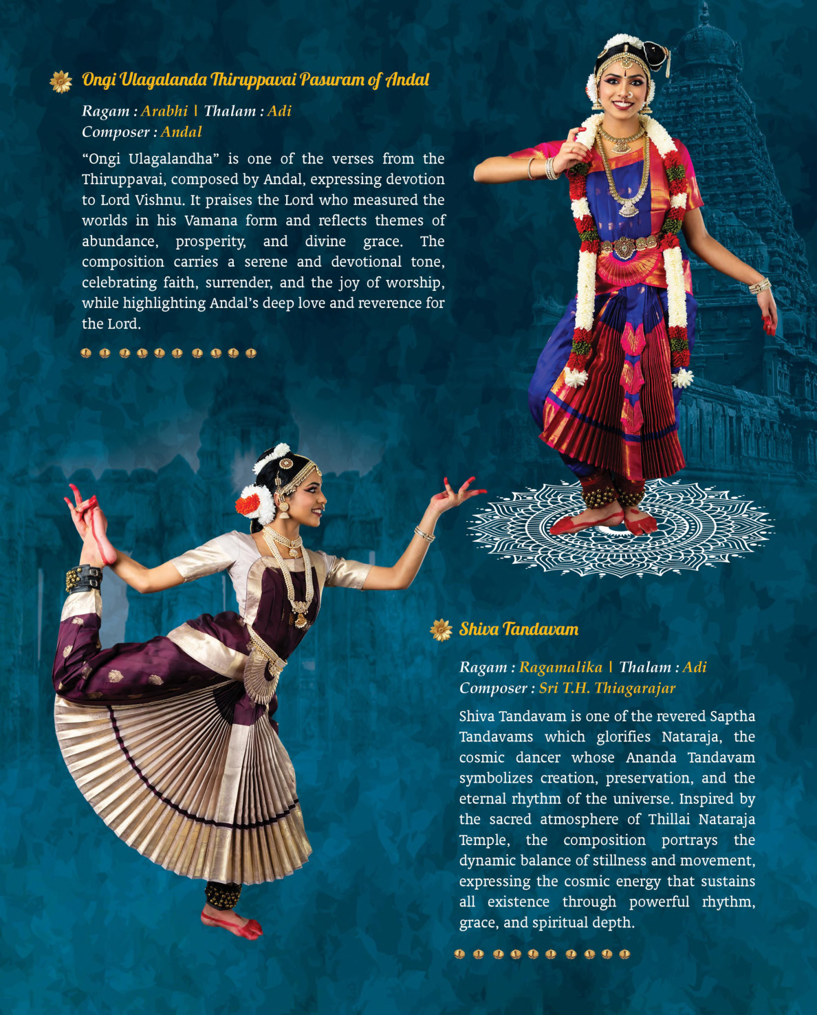 Program page with Ongi Ulagalanda Thiruppavai Pasuram and Shiva Tandavam